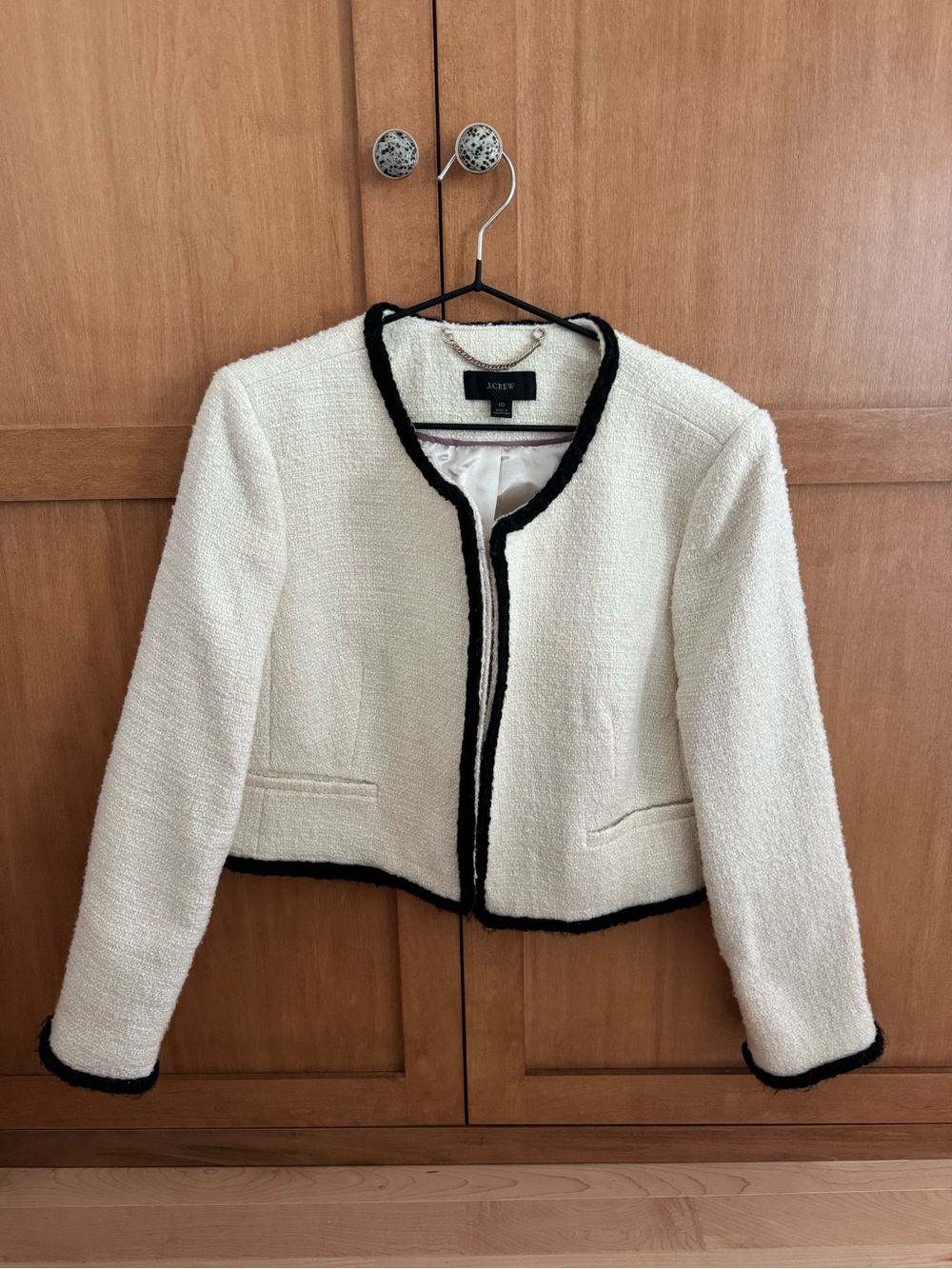 J.Crew Louisa Lady Jacket in Ivory Maritime Tweed — Size 10